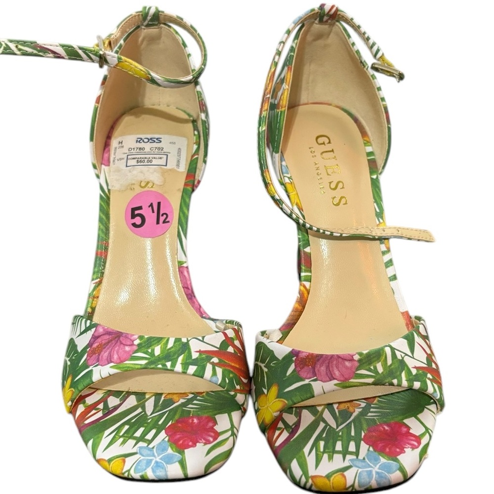 guess tropical heels with golden details